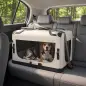 Transportín Perros Gatos Plegable 70x52x50 cm Correa para Coche Cojín Lavable Cuenco Plegable 2 Bolsillos Gris Claro