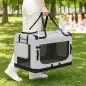 Transportín Perros Gatos Plegable 70x52x50 cm Correa para Coche Cojín Lavable Cuenco Plegable 2 Bolsillos Gris Claro