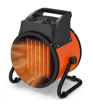 Calefactor Eléctrico Cerámico PTC 5000W Termostato Regulable 3 Modos Ángulo Ajustable Portátil para 48 ㎡ Naranja