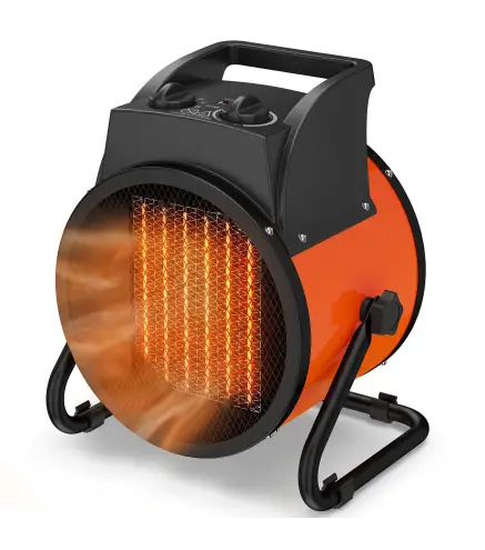 Calefactor Eléctrico Cerámico PTC 5000W Termostato Regulable 3 Modos Ángulo Ajustable Portátil para 48 ㎡ Naranja