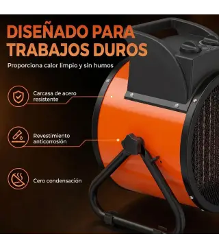 Calefactor Eléctrico Cerámico PTC 5000W Termostato Regulable 3 Modos Ángulo Ajustable Portátil para 48 ㎡ Naranja