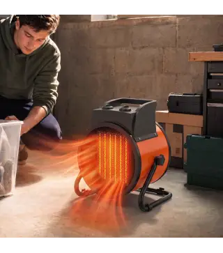 Calefactor Eléctrico Cerámico PTC 5000W Termostato Regulable 3 Modos Ángulo Ajustable Portátil para 48 ㎡ Naranja