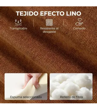 Sillón de Salón con Reposapiés Ajustable y Giratorio 360° de Lino Respaldo Forma Abanico Acolchado Grueso Marrón Oscuro