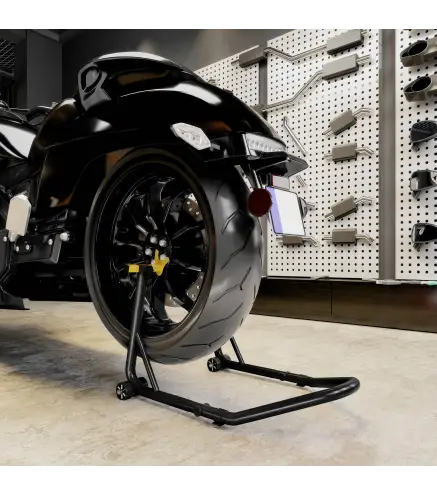 Caballete Elevador Universal Soporte Rueda Trasera Moto de Acero Robusta Carga 544 kg con Horquillas en U y L Ajustables