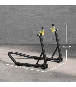 Caballete Elevador Universal Soporte Rueda Trasera Moto de Acero Robusta Carga 544 kg con Horquillas en U y L Ajustables