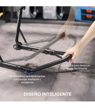 Caballete Elevador Universal Soporte Rueda Trasera Moto de Acero Robusta Carga 544 kg con Horquillas en U y L Ajustables