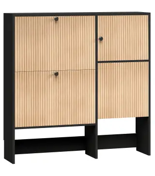 Zapatero Estrecho con 2 Cajones Abatibles Armario Taburete Oculto Estantes Ajustables 8-10 Pares 100x23,8x100 cm Roble