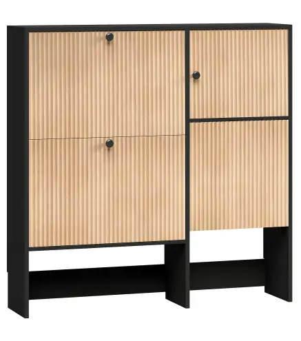 Zapatero Estrecho con 2 Cajones Abatibles Armario Taburete Oculto Estantes Ajustables 8-10 Pares 100x23,8x100 cm Roble