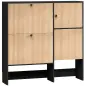 Zapatero Estrecho con 2 Cajones Abatibles Armario Taburete Oculto Estantes Ajustables 8-10 Pares 100x23,8x100 cm Roble