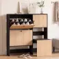 Zapatero Estrecho con 2 Cajones Abatibles Armario Taburete Oculto Estantes Ajustables 8-10 Pares 100x23,8x100 cm Roble