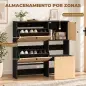 Zapatero Estrecho con 2 Cajones Abatibles Armario Taburete Oculto Estantes Ajustables 8-10 Pares 100x23,8x100 cm Roble