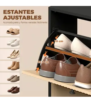 Zapatero Estrecho con 2 Cajones Abatibles Armario Taburete Oculto Estantes Ajustables 8-10 Pares 100x23,8x100 cm Roble