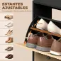 Zapatero Estrecho con 2 Cajones Abatibles Armario Taburete Oculto Estantes Ajustables 8-10 Pares 100x23,8x100 cm Roble