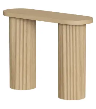 Mesa Consola con Patas Acanaladas Almacenamiento Oculto Patas de Columnas 103x35x80 cm Roble