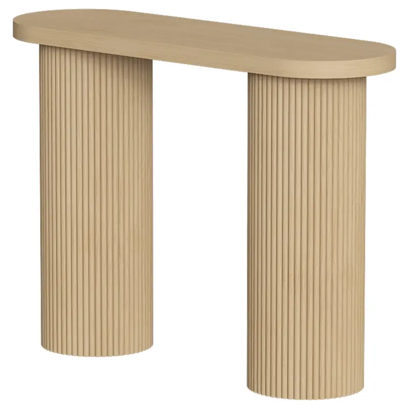 Mesa Consola con Patas Acanaladas Almacenamiento Oculto Patas de Columnas 103x35x80 cm Roble