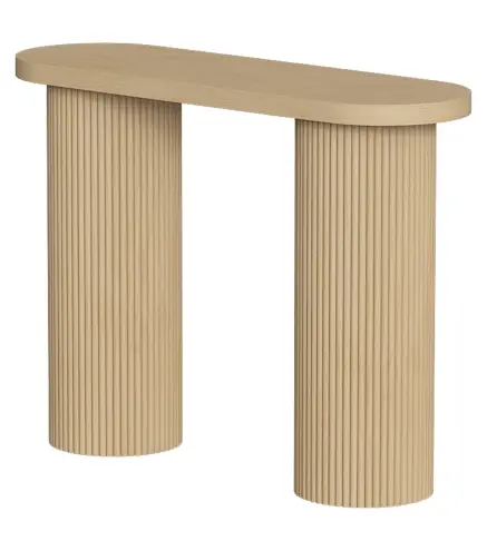 Mesa Consola con Patas Acanaladas Almacenamiento Oculto Patas de Columnas 103x35x80 cm Roble