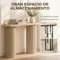 Mesa Consola con Patas Acanaladas Almacenamiento Oculto Patas de Columnas 103x35x80 cm Roble