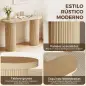 Mesa Consola con Patas Acanaladas Almacenamiento Oculto Patas de Columnas 103x35x80 cm Roble