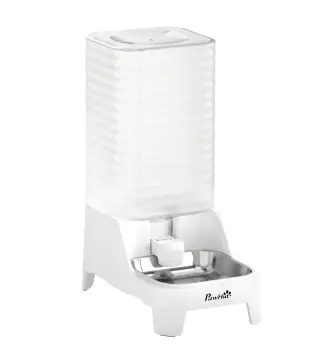 Dispensador de Agua Automático por Gravedad para Perros y Gatos 8 L Boquilla Abatible Cuenco de Acero Inoxidable Blanco