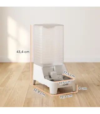 Dispensador de Agua Automático por Gravedad para Perros y Gatos 8 L Boquilla Abatible Cuenco de Acero Inoxidable Blanco