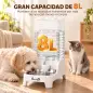 Dispensador de Agua Automático por Gravedad para Perros y Gatos 8 L Boquilla Abatible Cuenco de Acero Inoxidable Blanco