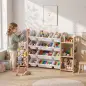 Estantería Infantil de Juguetes de Madera con 12 Cajas Organizador de Peluches 3 Estantes 146x39,5x88 cm Natural Estantería Infantil de Juguetes de Madera con 12 Cajas Organizador de Peluches 3 Estantes 146x39,5x88 cm Natural