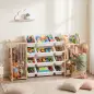 Estantería Infantil de Juguetes de Madera con 12 Cajas Organizador de Peluches 3 Estantes 146x39,5x88 cm Natural Estantería Infantil de Juguetes de Madera con 12 Cajas Organizador de Peluches 3 Estantes 146x39,5x88 cm Natural