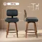 Taburetes de Bar Giratorios 360° de Cuero PU con Patas de Madera Curvas Respaldo Acolchado Reposapiés 44x49x95 cm Negro