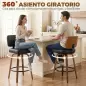 Taburetes de Bar Giratorios 360° de Cuero PU con Patas de Madera Curvas Respaldo Acolchado Reposapiés 44x49x95 cm Negro