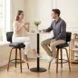 Taburetes de Bar Giratorios 360° de Cuero PU con Patas de Madera Curvas Respaldo Acolchado Reposapiés 44x49x95 cm Negro