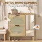 Zapatero Estrecho Bohemio con Espejo 2 Puertas de Ratán Armario 10 Pares Estantes Ajustables 94,5x24x96,5 cm Roble