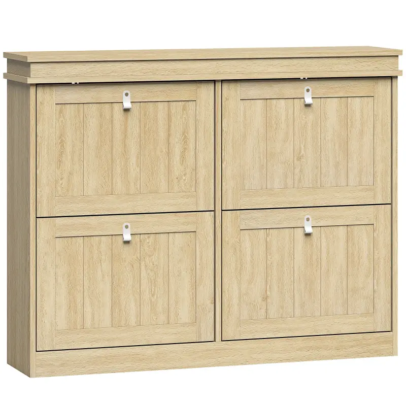 Zapatero Estrecho con 4 Puertas Abatibles y Estantes Ajustables para hasta 20 Pares Efecto Roble Zapatero Estrecho con 4 Puertas Abatibles y Estantes Ajustables para hasta 20 Pares Efecto Roble