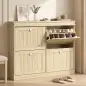 Zapatero Estrecho con 4 Puertas Abatibles y Estantes Ajustables para hasta 20 Pares Efecto Roble Zapatero Estrecho con 4 Puertas Abatibles y Estantes Ajustables para hasta 20 Pares Efecto Roble