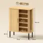 Zapatero de 5 Niveles con Puertas Correderas 4 Estantes Ajustables y Compartimentos Laterales Roble