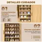 Zapatero de 5 Niveles con Puertas Correderas 4 Estantes Ajustables y Compartimentos Laterales Roble
