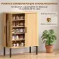 Zapatero de 5 Niveles con Puertas Correderas 4 Estantes Ajustables y Compartimentos Laterales Roble