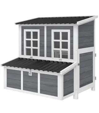 Gallinero para Exterior de Madera 100x86x100cm 2-4 Gallinas Nido Bandeja Extraíble Techo Impermeable Perchas Gris Claro