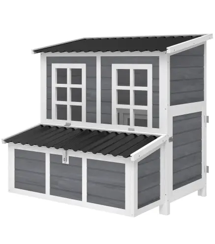 Gallinero para Exterior de Madera 100x86x100cm 2-4 Gallinas Nido Bandeja Extraíble Techo Impermeable Perchas Gris Claro