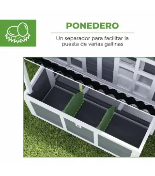 Gallinero para Exterior de Madera 100x86x100cm 2-4 Gallinas Nido Bandeja Extraíble Techo Impermeable Perchas Gris Claro