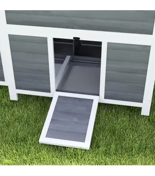 Gallinero para Exterior de Madera 100x86x100cm 2-4 Gallinas Nido Bandeja Extraíble Techo Impermeable Perchas Gris Claro