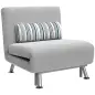 Sofá Cama Individual Plegable con Respaldo Ajustable de 5 Niveles Cojín y Tapizado de Lino Sintético 75x70x75 cm Gris