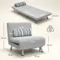 Sofá Cama Individual Plegable con Respaldo Ajustable de 5 Niveles Cojín y Tapizado de Lino Sintético 75x70x75 cm Gris