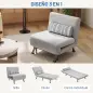 Sofá Cama Individual Plegable con Respaldo Ajustable de 5 Niveles Cojín y Tapizado de Lino Sintético 75x70x75 cm Gris
