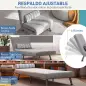 Sofá Cama Individual Plegable con Respaldo Ajustable de 5 Niveles Cojín y Tapizado de Lino Sintético 75x70x75 cm Gris