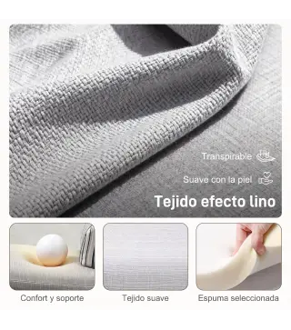 Sofá Cama Individual Plegable con Respaldo Ajustable de 5 Niveles Cojín y Tapizado de Lino Sintético 75x70x75 cm Gris