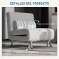 Sofá Cama Individual Plegable con Respaldo Ajustable de 5 Niveles Cojín y Tapizado de Lino Sintético 75x70x75 cm Gris