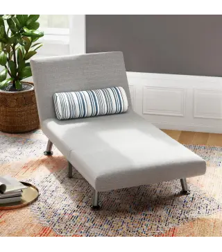 Sofá Cama Individual Plegable con Respaldo Ajustable de 5 Niveles Cojín y Tapizado de Lino Sintético 75x70x75 cm Gris