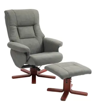 Sillón Relax Reclinable con Reposapiés Tapizado en Tejido Técnico Marco de Madera Función Basculante Gris