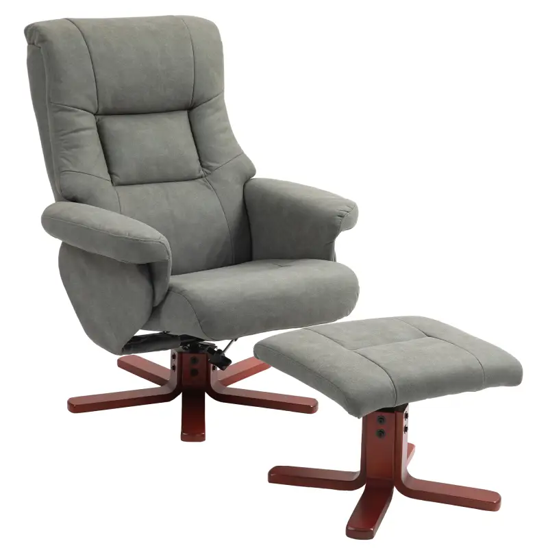 Sillón Relax Reclinable con Reposapiés Tapizado en Tejido Técnico Marco de Madera Función Basculante Gris Sillón Relax Reclinable con Reposapiés Tapizado en Tejido Técnico Marco de Madera Función Basculante Gris