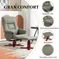 Sillón Relax Reclinable con Reposapiés Tapizado en Tejido Técnico Marco de Madera Función Basculante Gris Sillón Relax Reclinable con Reposapiés Tapizado en Tejido Técnico Marco de Madera Función Basculante Gris